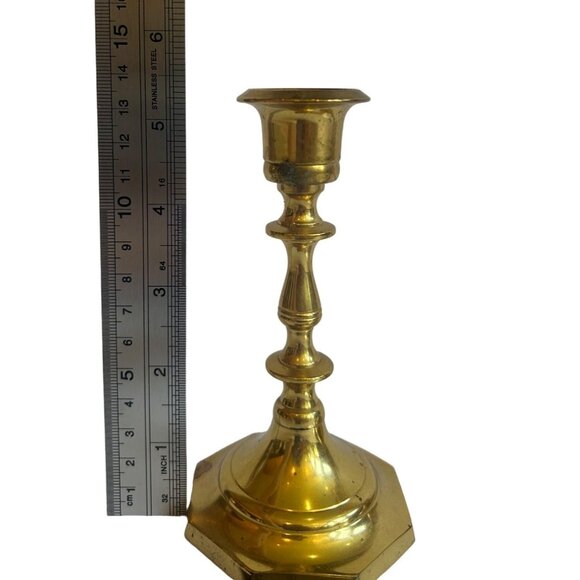 2 Vintage Brass Candlestick Holders 5 1/4'' Tall - Picture 3 of 7